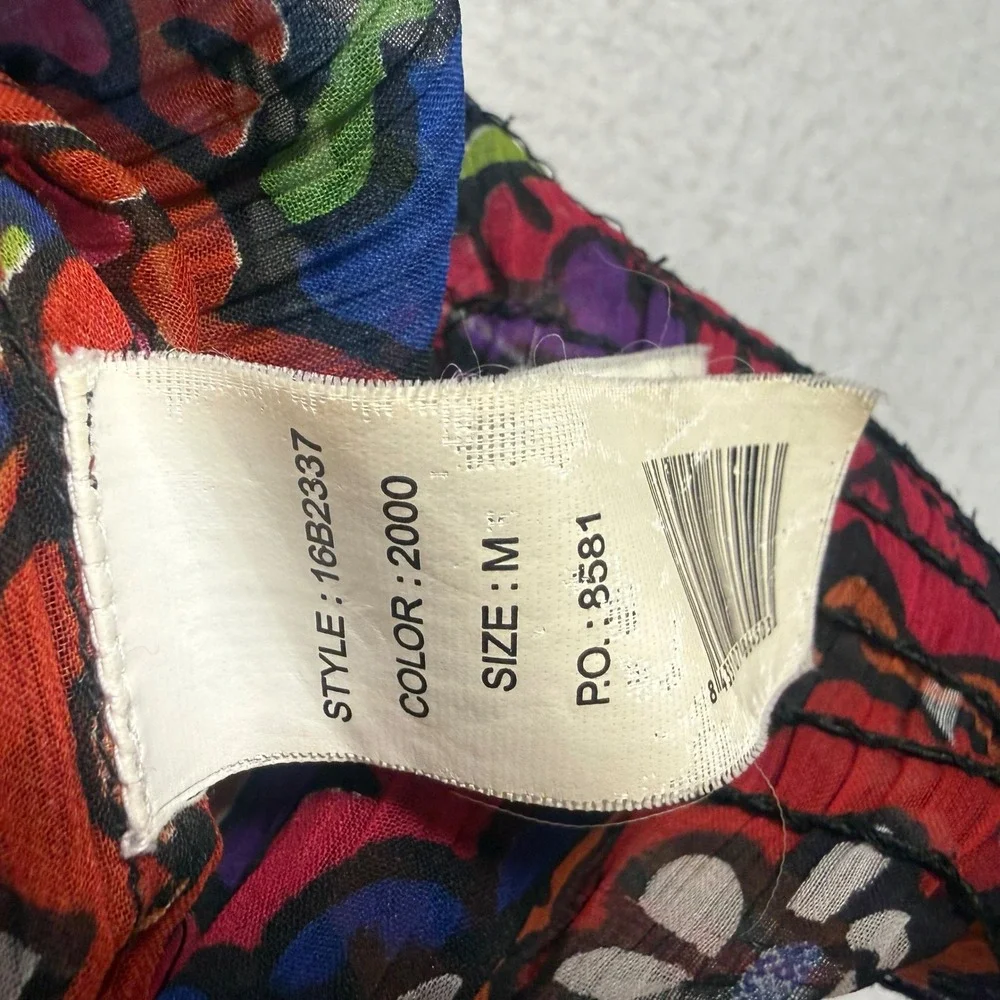 Desigual Floral Sheer Blouse Womens Size M Multicolor Chiffon Boho Graphic Art - Picture 8 of 13